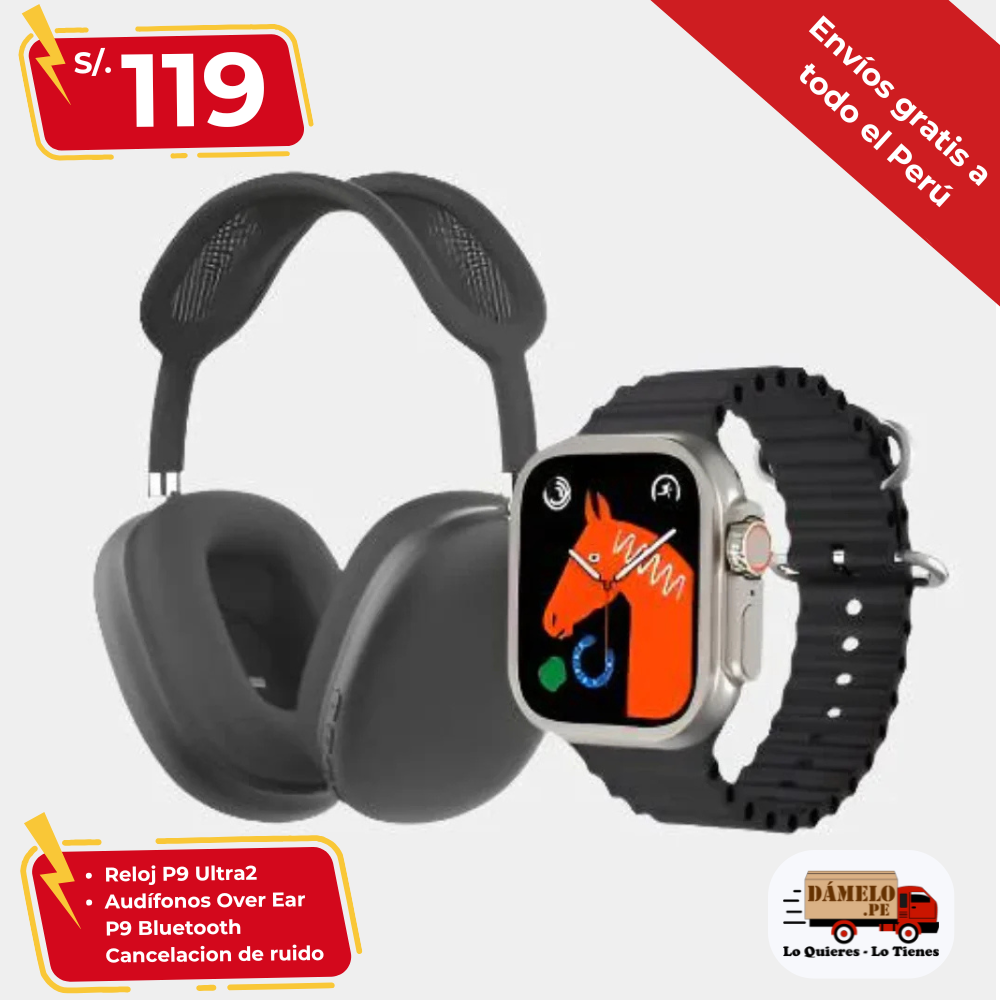 P9 Ultra2 Smart Watch con 7 Colores de Correa y Audífono