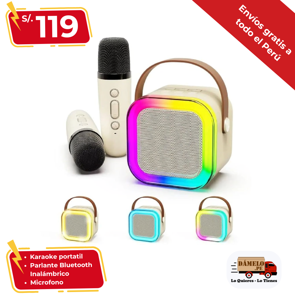KARAOKE PORTATIL – MICROFONO Y MINI PARLANTE BLUETOOTH