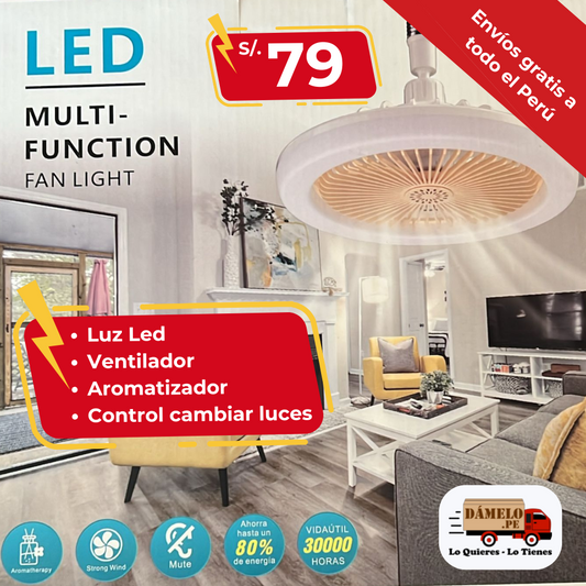 Luz LED Ventilador Aromatizador con Control Remoto