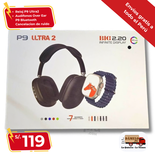 P9 Ultra2 Smart Watch con 7 Colores de Correa y Audífono